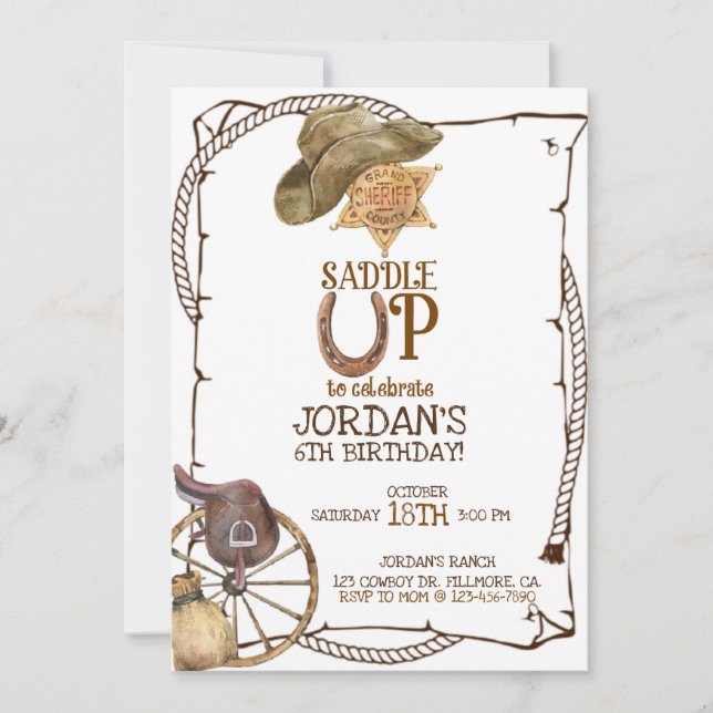 ANÚNCIO DESCULPE, FESTA DE COWBOY, ANIVERSÁRIO DE GAROTO,  (Frente)