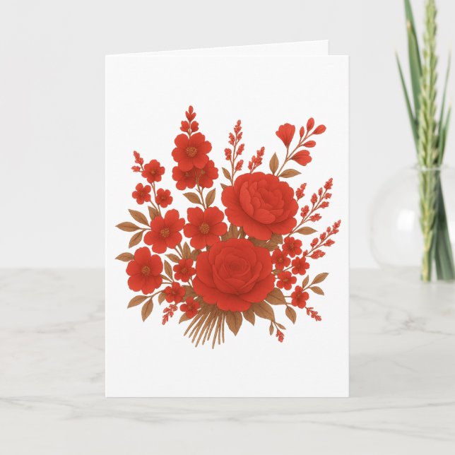 Anúncio Desenho de Buquê de Rosas Florais Vermelhas Elegan (Frente)