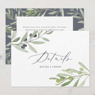 Anúncio Detalhes de casamento com folhagem de ramo de oliv