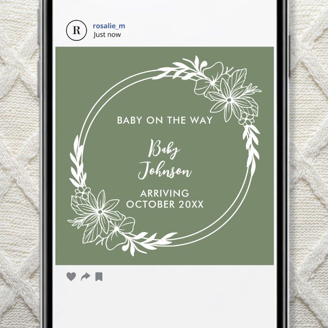 Anúncio Digital Wildflower Green Gender Neutral Pregnancy (Criador carregado)