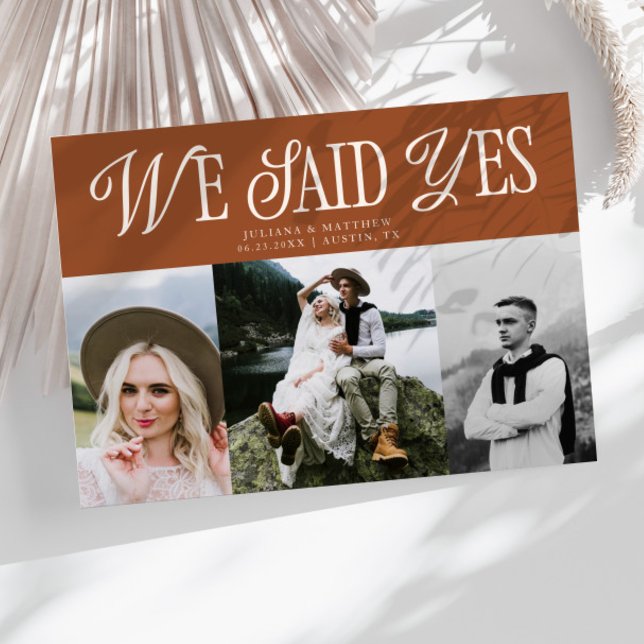 Anúncio Dissemos Sim Casamento vintage Multifoto Terracott (Criador carregado)
