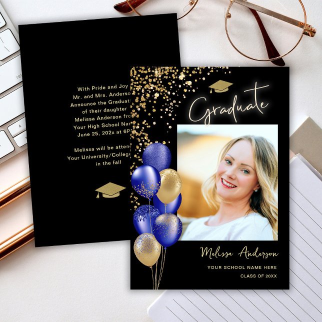 Anúncio do balão azul do Marinho do Formando Doura (Criador carregado)