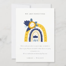 Anúncio do Bebê Arco-Íris Floral Amarelo Boho