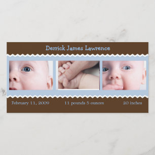 Anúncio do bebê azul e castanho