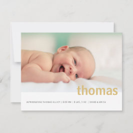 Anúncio do bebê com foto de nome simples