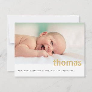 Anúncio do bebê com foto de nome simples