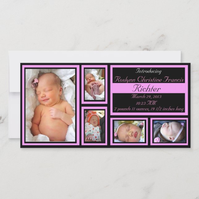 Anúncio do bebê - cor-de-rosa (Frente)