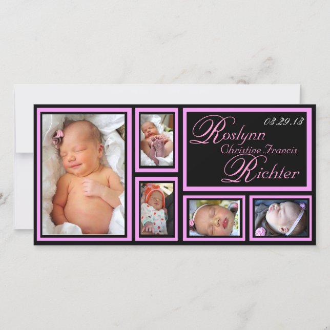 Anúncio do bebê - cor-de-rosa (Frente)