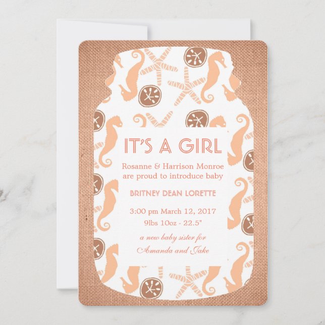 Anúncio do Bebê do Beach Burlap Mason (Frente)