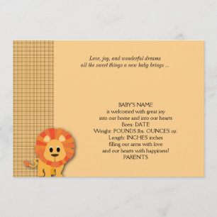 Anúncio do Bebê do Butterscotch Lion