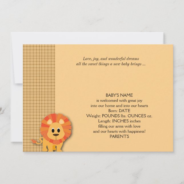 Anúncio do Bebê do Butterscotch Lion (Frente)