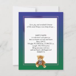 Anúncio do Bebê do Urso Verde e Azul