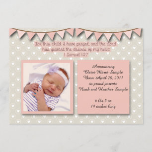 Anúncio do bebê, escritura cristã para a menina