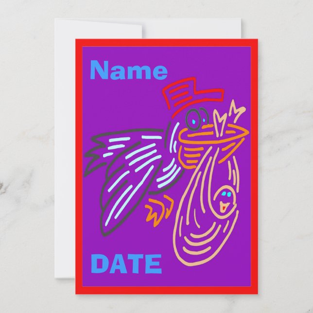 Anúncio do bebê, nome da edição, cores (Frente)