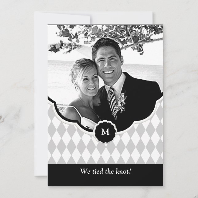 Anúncio do casamento da foto do monograma do (Frente)