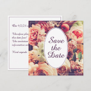 Anúncio do casamento vintage elegante, motif flora