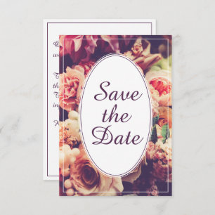 Anúncio do casamento vintage elegante, motif flora