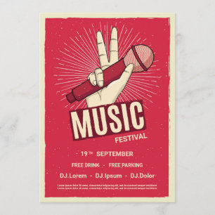 Anúncio do evento musical retrô Convite