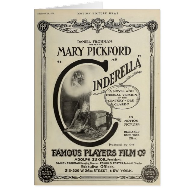 Anúncio do filme silencioso de Mary Pickford (Frente)