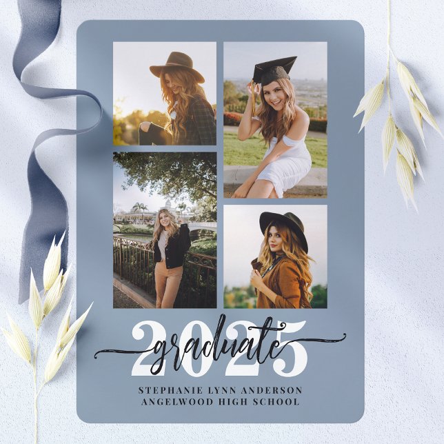 Anúncio do Formando de Colagem de Foto Dusty Blue  (Criador carregado)