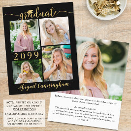 Anúncio do Formando de Foto Dourado 5 Preto do Orç