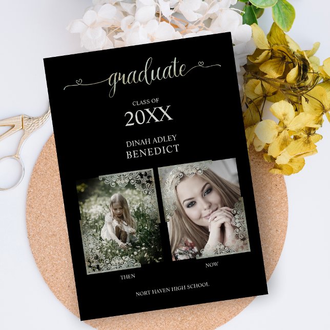 Anúncio do Formando de Fotos em Preto (Criador carregado)