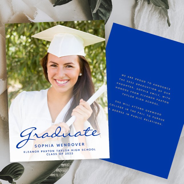 Anúncio do Formando de Script Dourado Azul Foto 20 (Criador carregado)