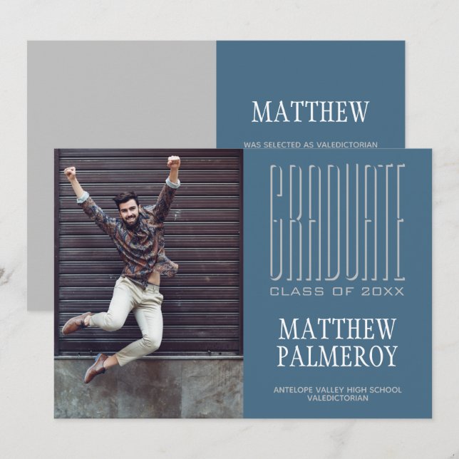 Anúncio do Formando Teal com Fotografia em Cinema (Frente/Verso)