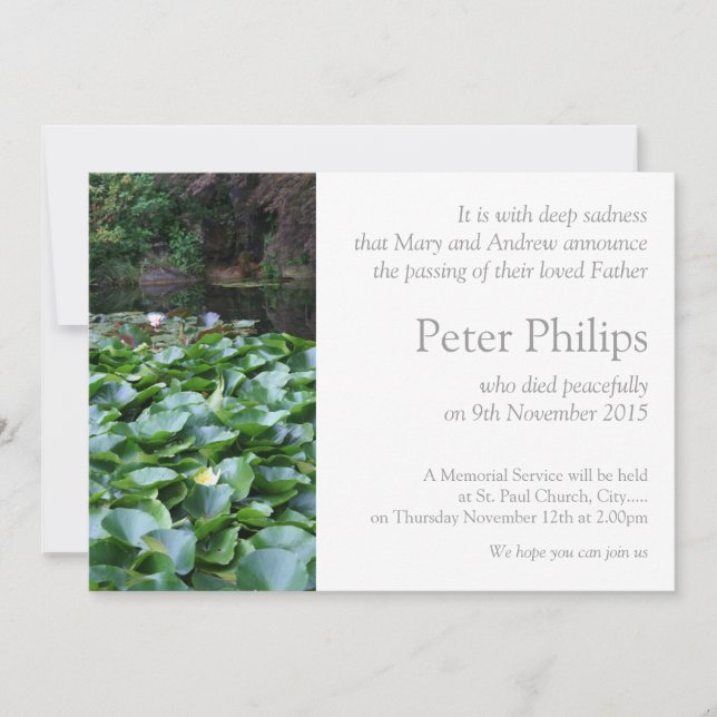 Anúncio do Funeral do Jardim 5 Lotus (Frente)