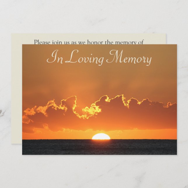 Anúncio do Funeral do Serviço Memorial Sunset (Frente/Verso)