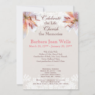 Anúncio do Funeral do Serviço Memorial Tiger Lil