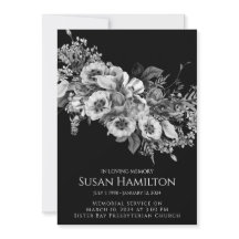 Anúncio do Memorial do Funeral Pansy Preto e Branc