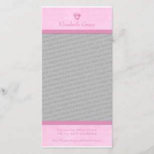 Anúncio do nascimento da foto das pegadas do bebé