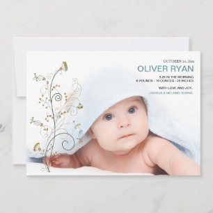 Anúncio do nascimento da foto das videiras do bebê