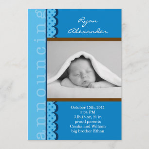 Anúncio do nascimento da foto do bebé