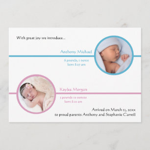 Anúncio do nascimento da foto dos irmãos dois