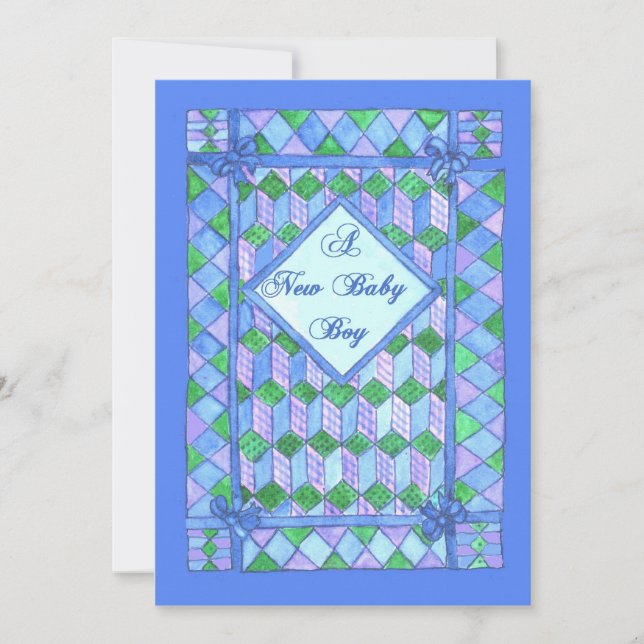 Anúncio do New Baby Boy - Cot Quilt (Frente)