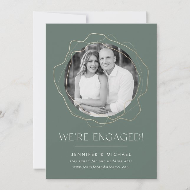 Anúncio do Noivado de Fotos em Círculos abstrato (Frente)