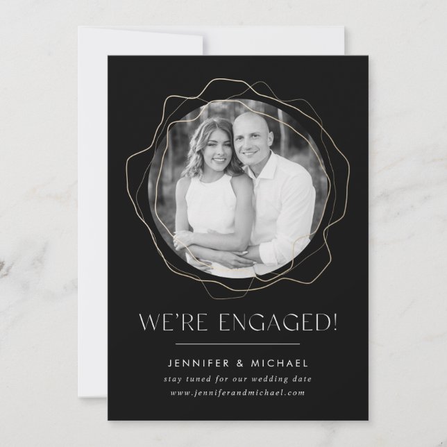 Anúncio do Noivado de Fotos em Círculos abstrato (Frente)