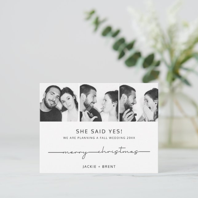 Anúncio do Noivado do Cartão de Natal (Em pé/Frente)