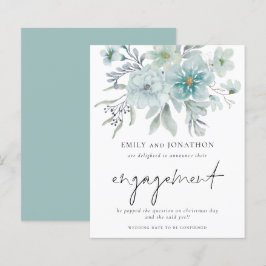 Anúncio do Noivado do Teal White Florals