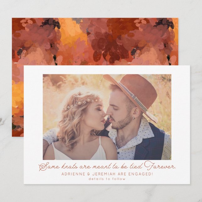 Anúncio do Noivado Fotográfico Boho Terracotta (Frente/Verso)