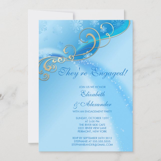 Anúncio do Noivado Moderno Winter Snowflakes (Frente)