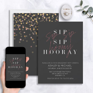 Anúncio do Noivado Preto Sip Sip Hooray