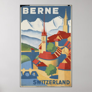 Anúncio do poster das viagens vintage da suiça d