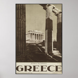 Anúncio do poster das viagens vintage de Atenas d