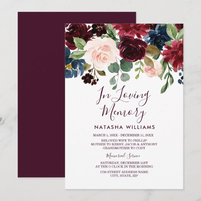 Anúncio do Serviço Funeral de Vinho Vermelho Burgu (Frente/Verso)