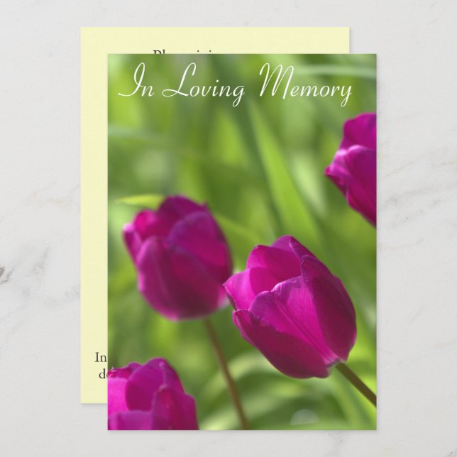 Anúncio do Serviço Memorial de Tulips Rosa (Frente/Verso)