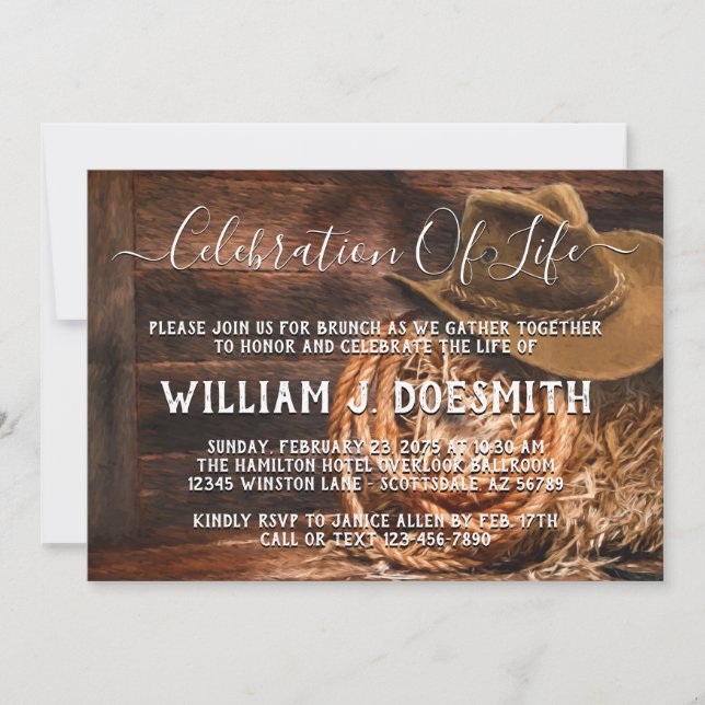 Anúncio do Serviço Memorial do Chapéu do Cowboy (Frente)