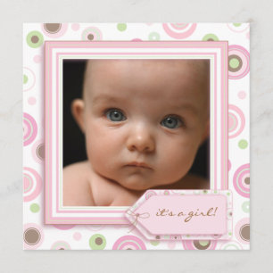 Anúncio doce cor-de-rosa do nascimento do bebé das